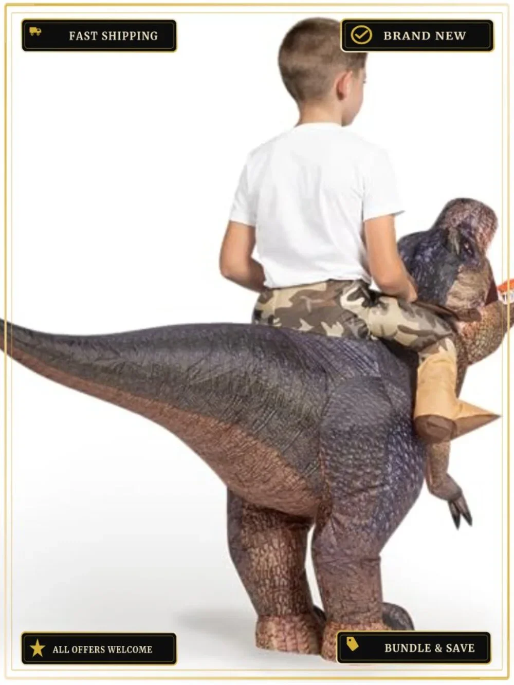 Inflatable T-Rex Dinosaur Costume Kids Ride-On Blow Up Suit